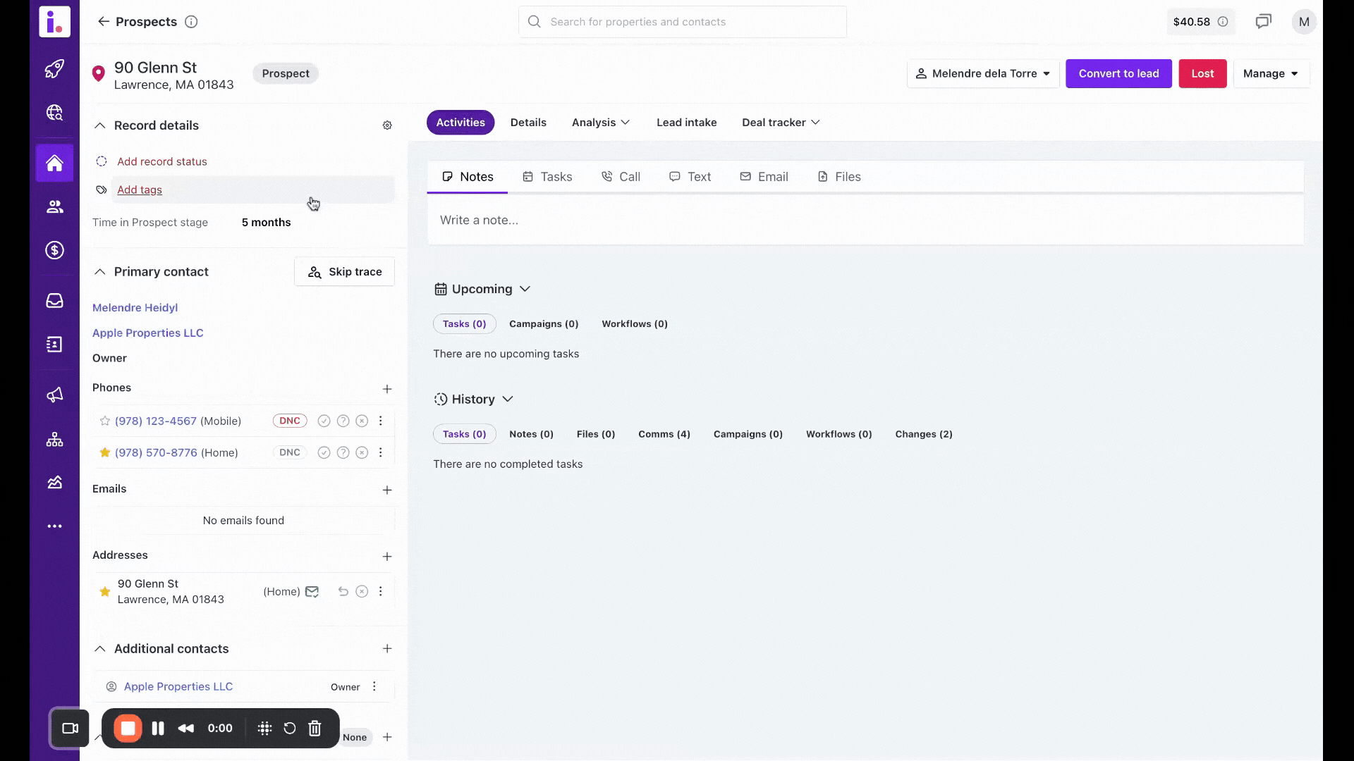 Invelo - Create tag in record